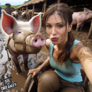 lara pig selfie