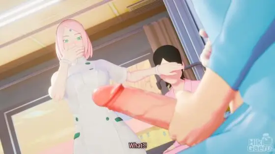 sakura can't stop staring at that massive penis [hikigaeru3d]